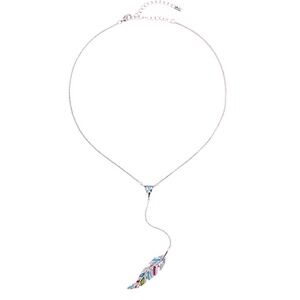 Silvertone Multi Colored Feather Necklace
